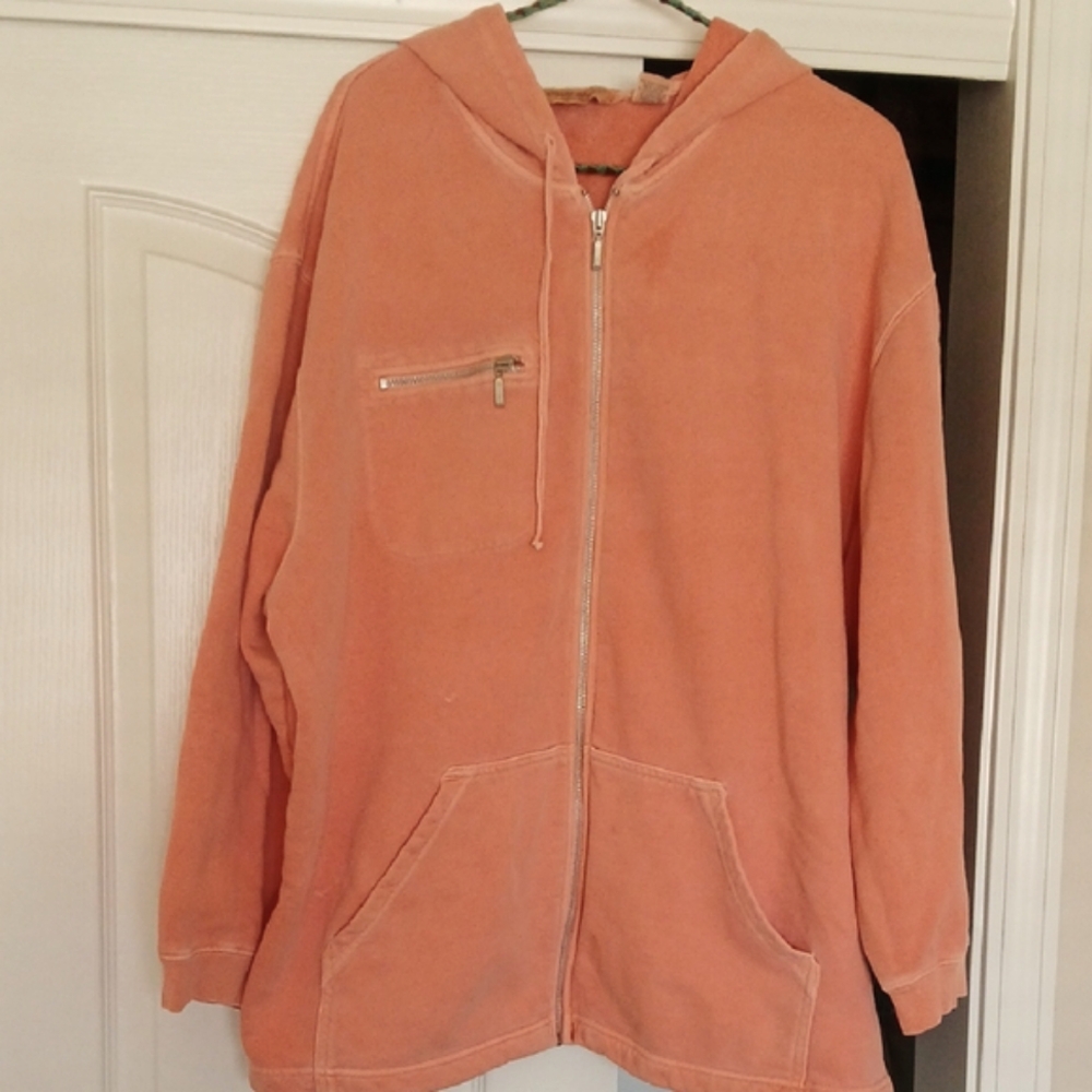 Eddie Bauer Bright Coral Full Zip Hoodie Ptp28",L27"